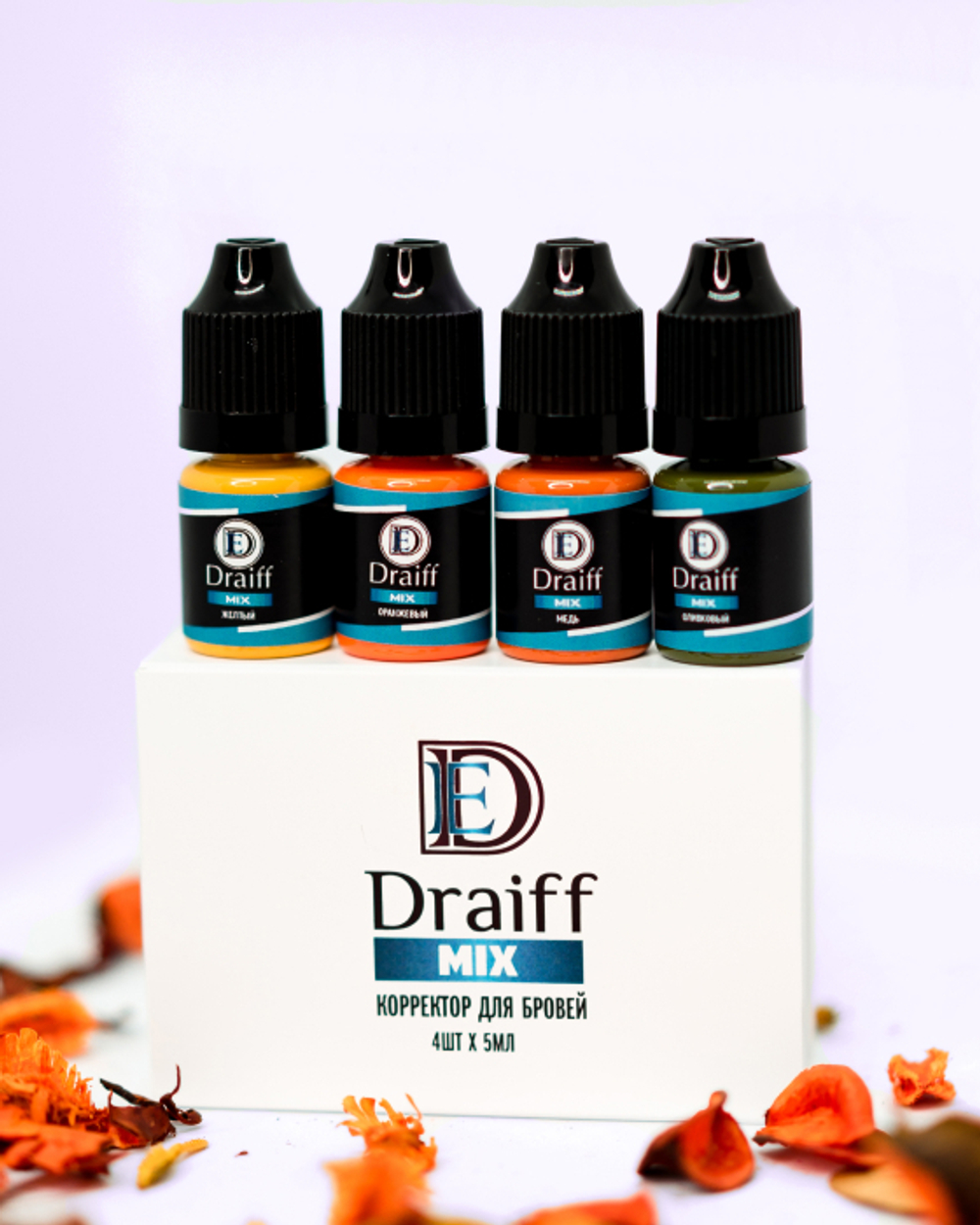 Draiff Mix Мини-сет корректоров для перманентного макияжа бровей, 4х6 мл