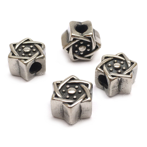 Бусины "Звезда" 10 мм, нержавеющая сталь