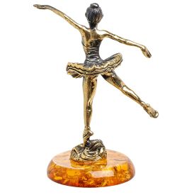 Народные промыслы AM-1547 Фигурка «Балерина» (латунь, янтарь)