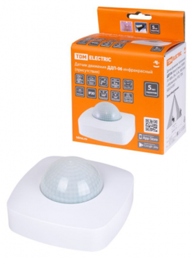 Датчик движения потол. ДДП-06 (присут.) 2000Вт, 10-1800с, 20м , 3+Лк, 180(сб.)+360(св.)грSQ0324-0047