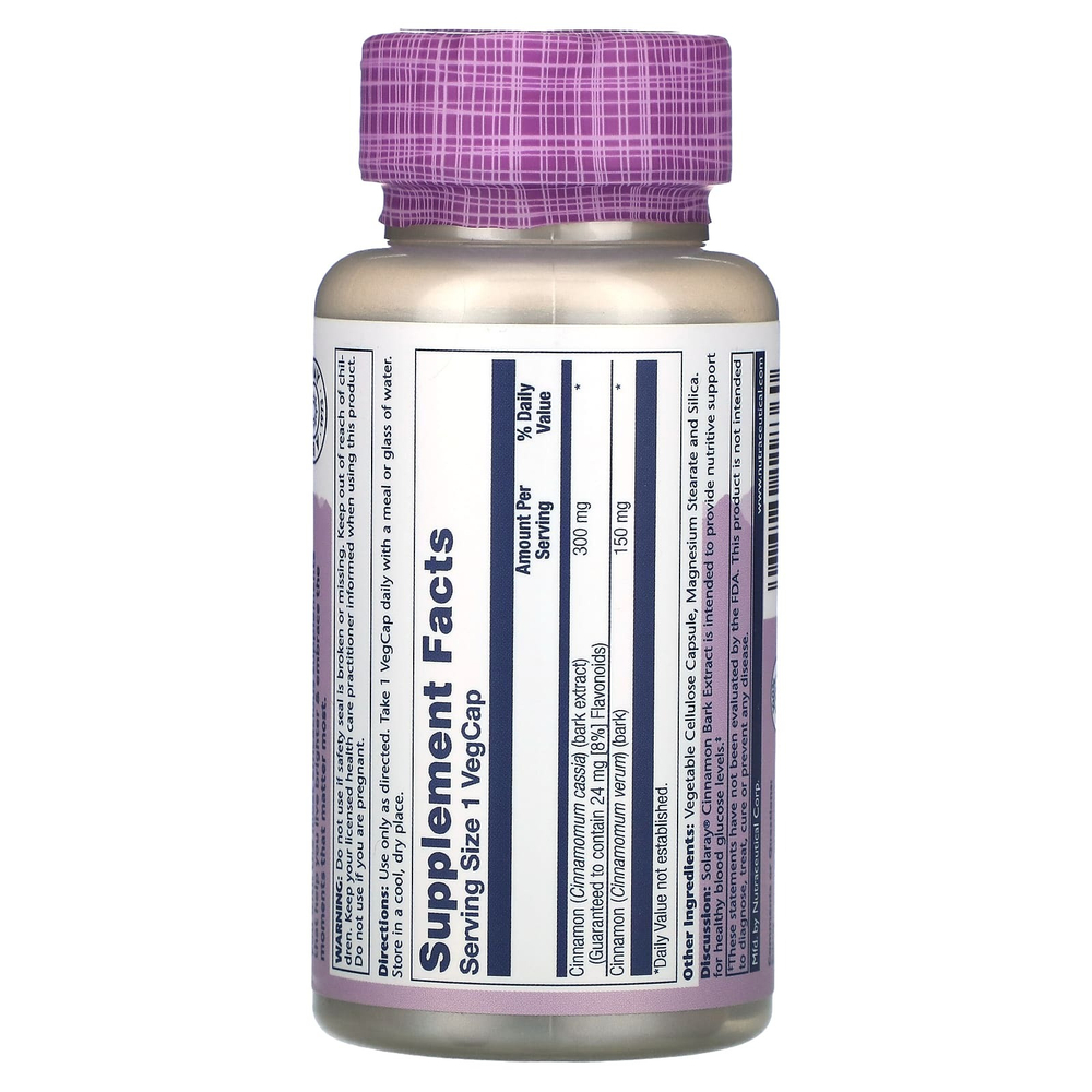 Solaray, Vital Extracts, корица, 60 растительных капсул