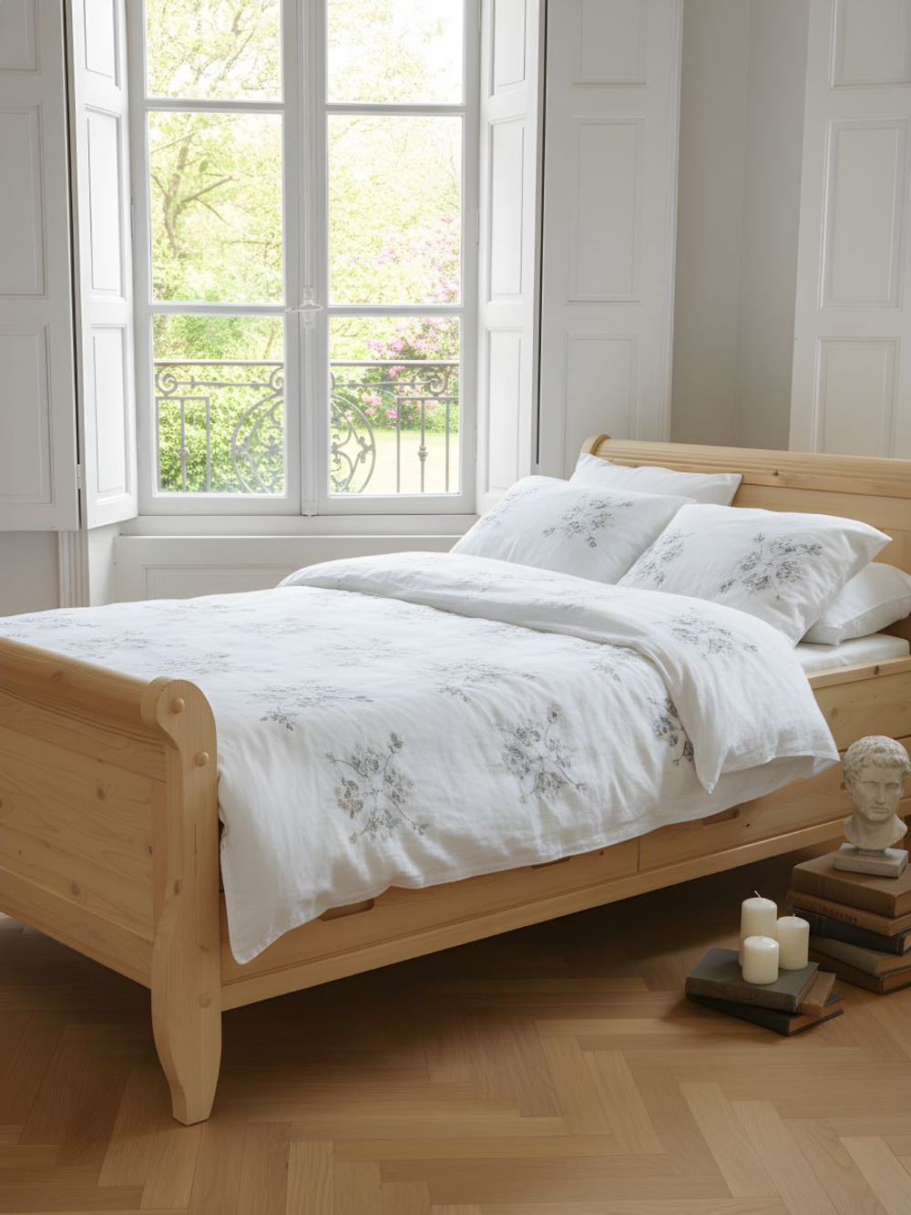 Кровать 90х200, Мелания с местом для хранения, ящик для белья, массив сосны и дуба, Dipriz