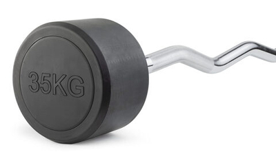 Штанга неразборная обрезиненная 35 кг. Изогнутый гриф. VictoryFit VF-DX5350