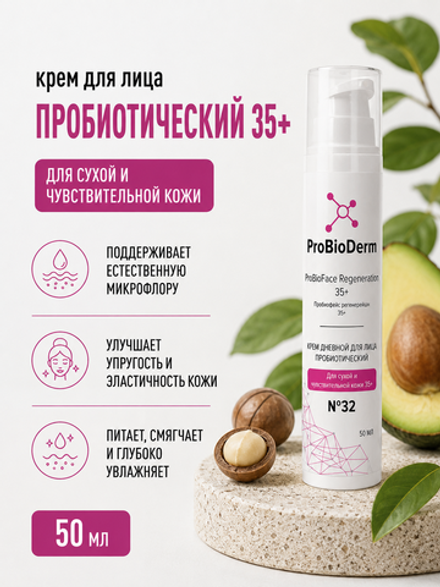 №32 Крем пробиотический для лица ProBioFace Regeneration 35+, 50 мл (8,9 б)