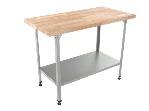 Стол кондитерский "Бизнес" СКБП, сплошная полка, бук, 2000х600х860 мм , без борта