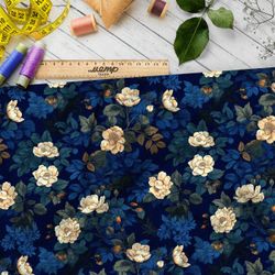 Ткань Ниагара Софт ночная цветочная сюита