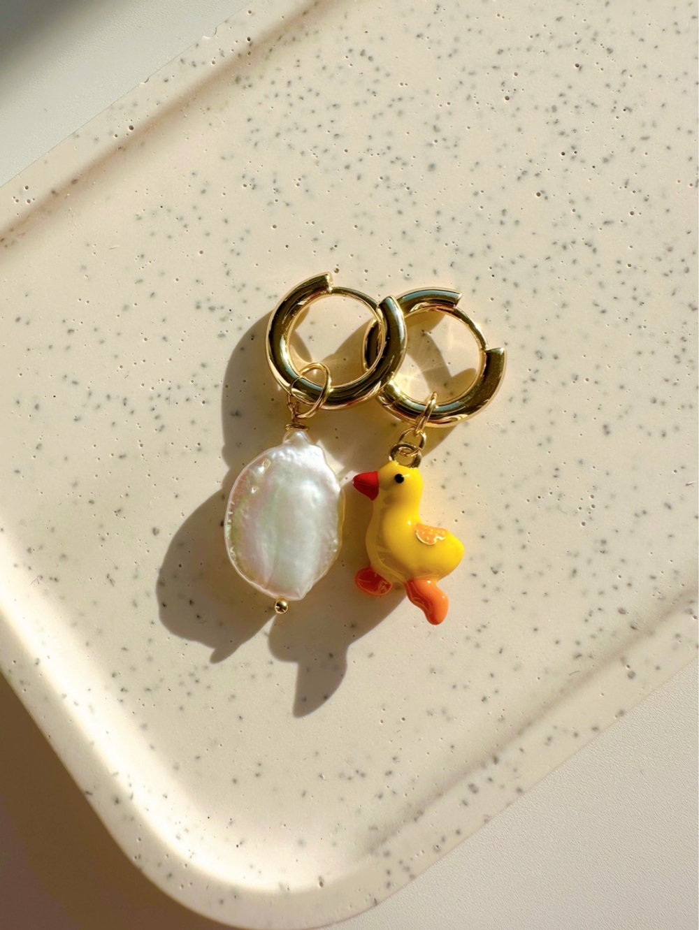 Серьги Уточка Шанель и жемчуг