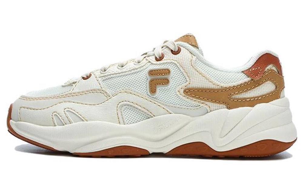 The new FILA FUSION Fila tide brand Flash retro tide shoes mesh fabric shock absorption non-slip low-cut casual running shoes women's white brown