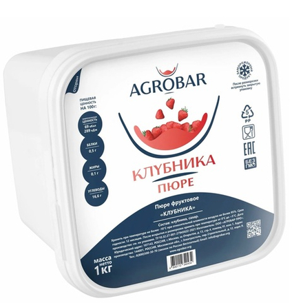Пюре замороженное Клубника «AGROBAR» 1 кг