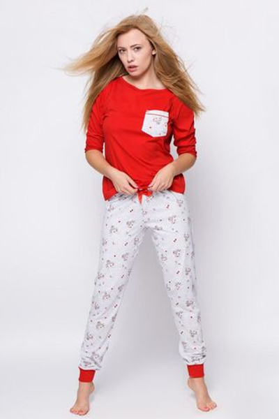 Пижама Renifer с принтом на штанишках (Размер: S) (Цвет: красный с серым)