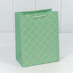 Пакет подарочный 18х23х10см Фигуры и узоры "Ромб" (Зеленый)