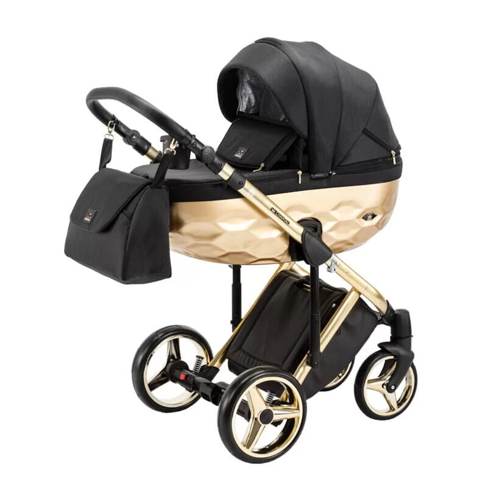 Детская коляска Adamex Chantal Star Collection 2 в 1 STAR006 ЧЕРНЫЙ+ЗОЛОТО РАМА
