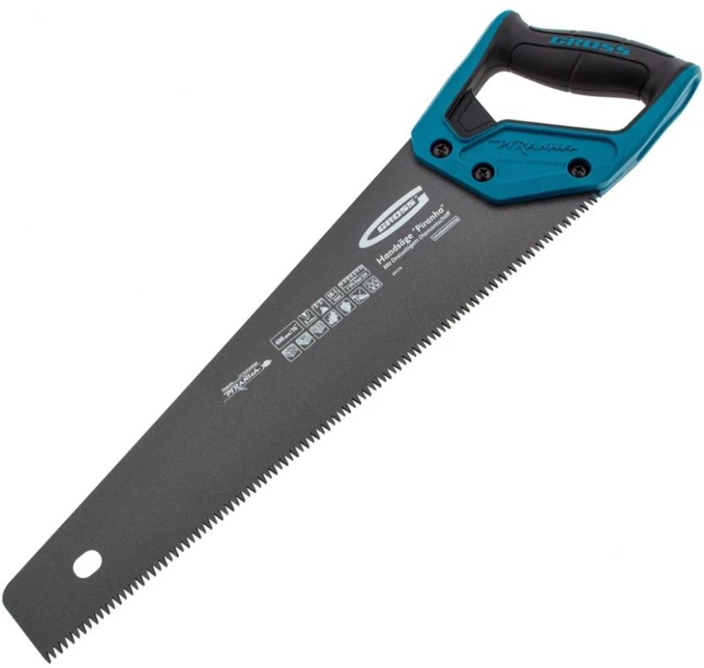 Ножовка по дереву тефлоновое покрытие. 450 мм, 7 TPI, 3D-зуб, 2-х комп. рукоятка Gross PIRANHA 24114