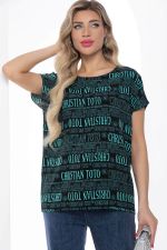 Блуза "Альбина" (черно-бирюзовая) Б8775 LT Collection