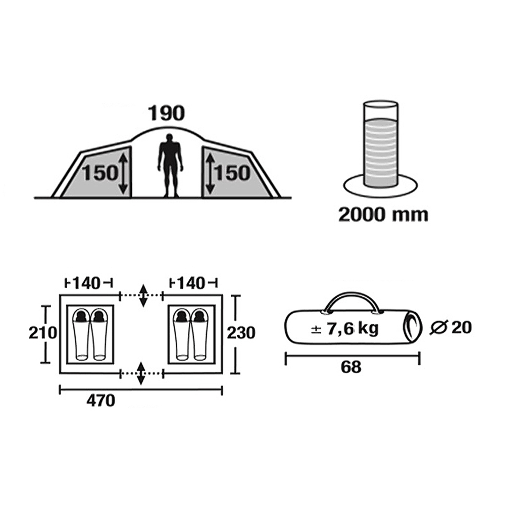Палатка туристическая Green Glade Konda, 4 местная