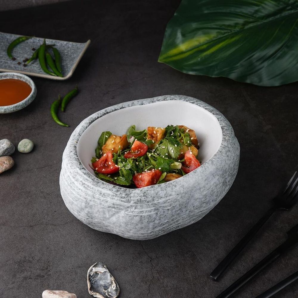 Салатник 600 мл 22,5*18,5 cм h8 cм Stone White Matt New Taiga P.L. [1]