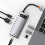 Адаптер Baseus 6 в 1 Starjoy Type-C HUB на USB 3.0*3/PD/SD/TF (BS-OH042) (Space Gray)