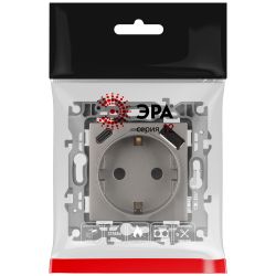 Розетка ЭРА Серия 12 12-4108-16 2P+E 16A-250В со шторками с USB type-A+C 5В-3А титан | ЭРА 12 Титан