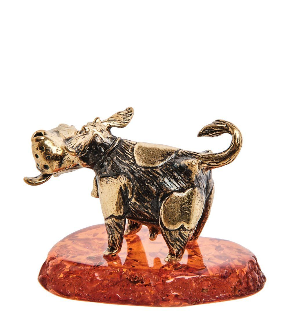 AM-3009 Фигурка «Корова Дуреха» (латунь, янтарь)