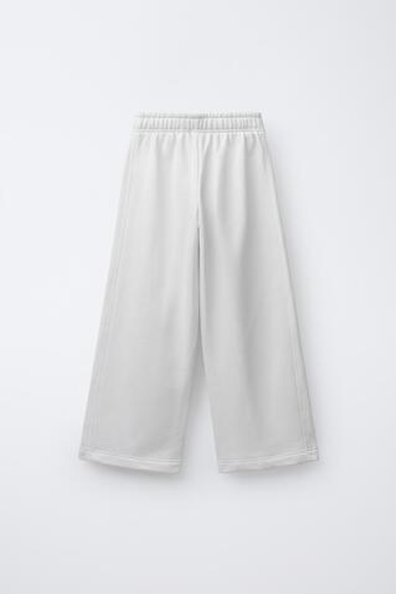 ZARA БРЮКИ WIDE LEG С НАДПИСЬЮ, ЭКРЮ