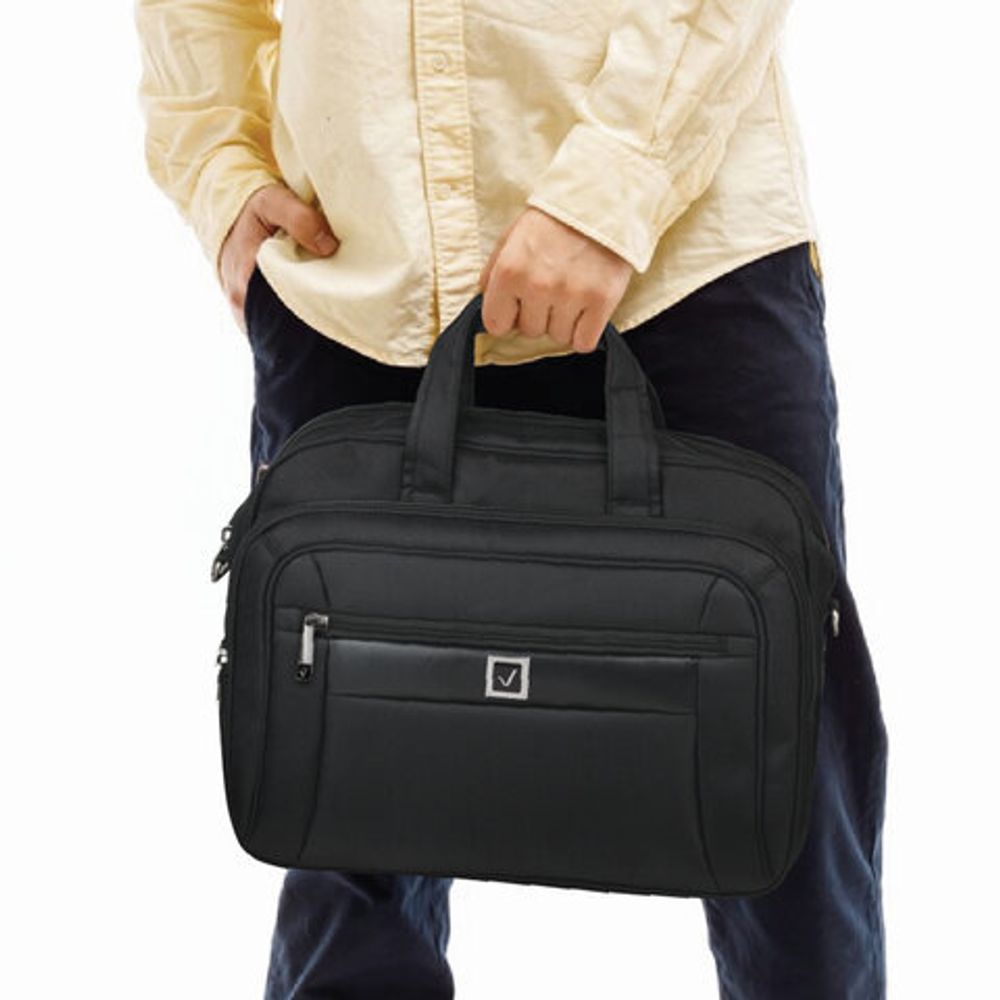 Сумка деловая BRAUBERG с отделением для ноутбука 15,6", "Quantum", 2 отделения, черная, 41х31х15 см, 240508