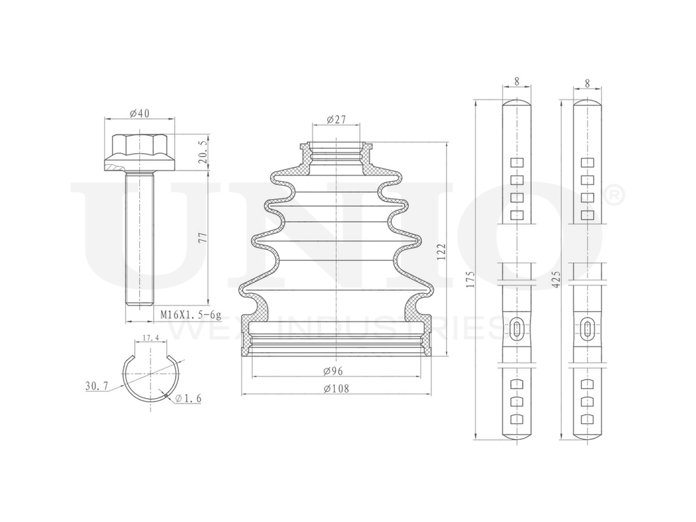 Пыльник ШРУСа (к-т) UNIO DUC-30068K