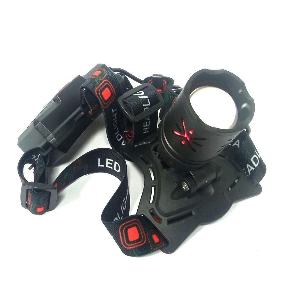 Фонарь налобный высокой яркости NGY HYT-012-2J-P90. (черный) (с зумом,Type-C/USB, 2 аккумулятора 18650)