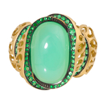 Кольцо с Хризопразом и Цаворитами, R0161-0/43