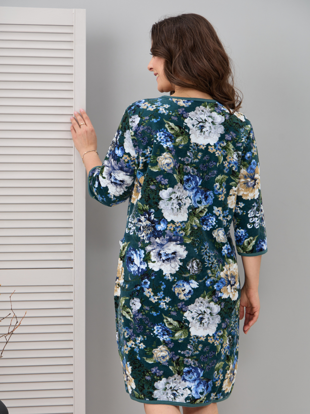 Халат Хвл-562/зеленый-цветущийсад