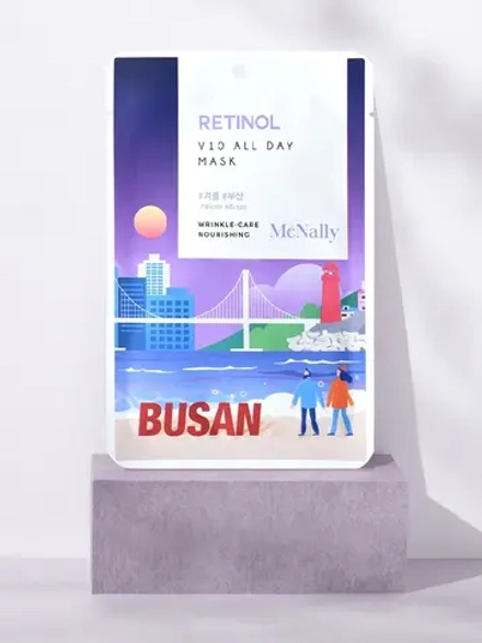 MCNALLY - МАСКА ТКАНЕВАЯ ДЛЯ ЛИЦА С РЕТИНОЛОМ V10 ALL DAY MASK RETINOL, 25 ML