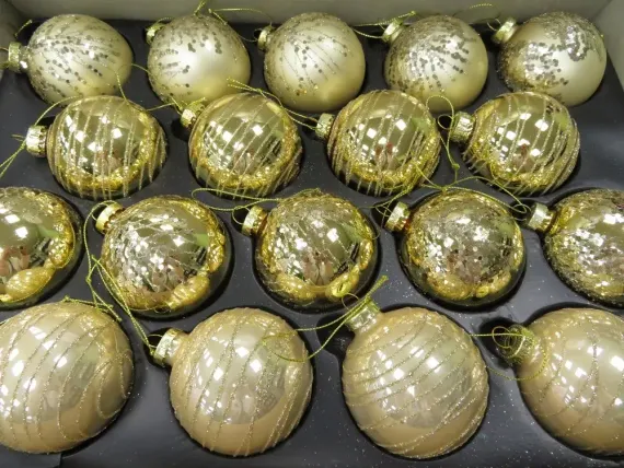 Набор стеклянных шаров Золотая россыпь 70 мм., 18 шт., золото, Christmas DeLuxe (86790)