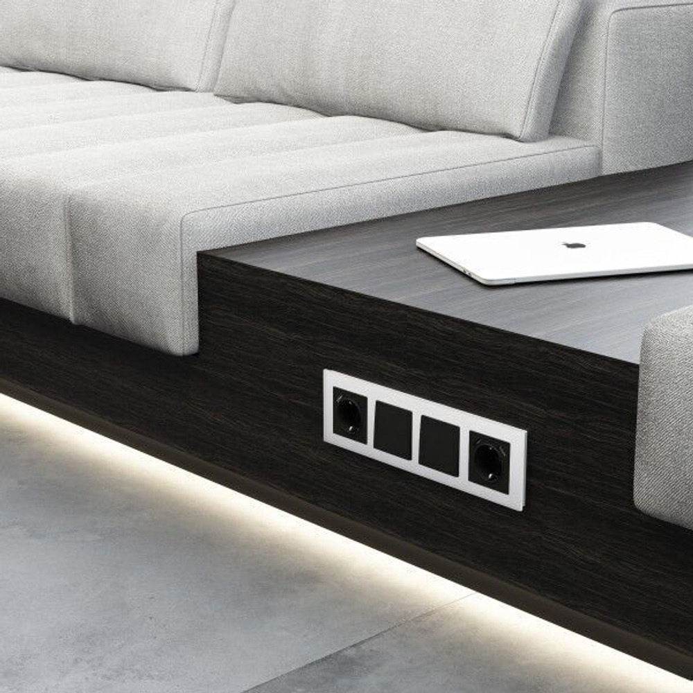 Рамка на 4 поста Senso (белый, стекло soft-touch)