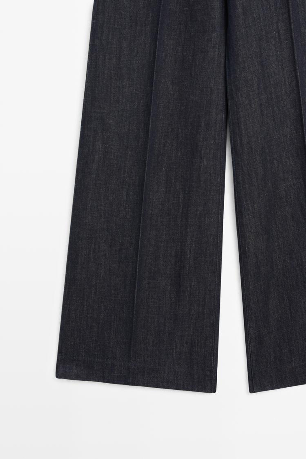 Massimo Dutti Джинсовые брюки-палаццо с высокой талией, темно-синий