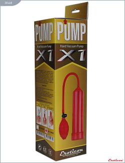 Помпа вакуумная «Eroticon Pump X1» с грушей, цвет красный