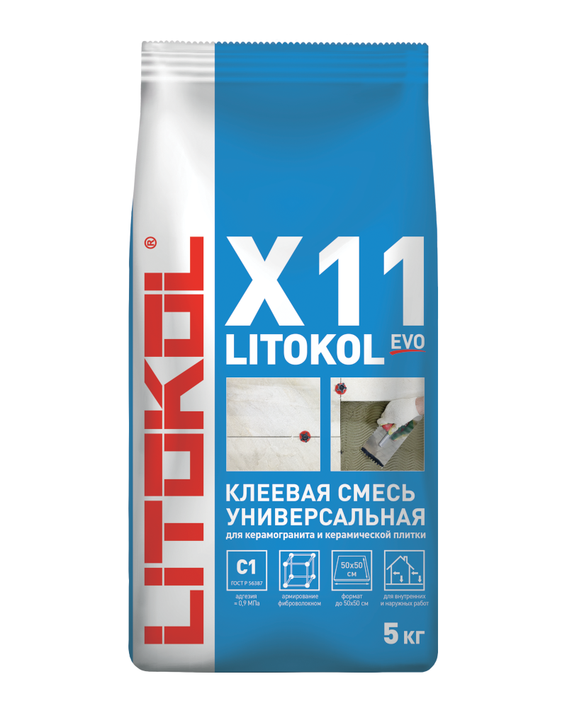 Клей Litokol X11 EVO Цвет: Серый 5 кг, класс С1