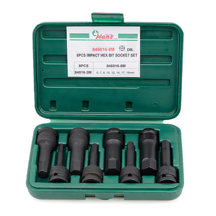 Комплект ударных шестигранников 1/2' Hans, 846016-8M