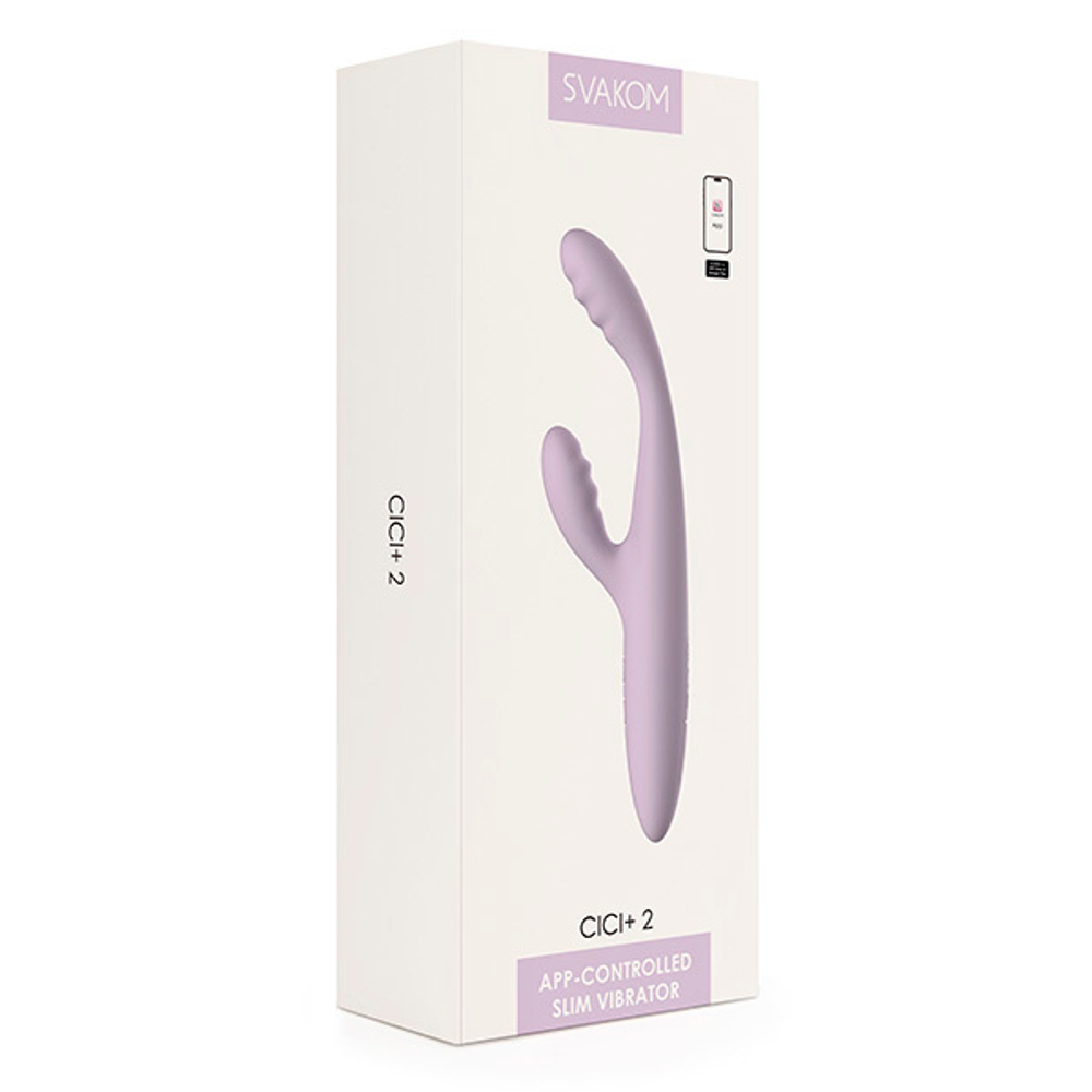 Сиреневый интерактивный вибростимулятор-кролик 17,8см с функцией нагрева Svakom Cici+ 2 SA373B