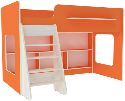 Кровать-чердак КарИВи Л-22.1  Белое Дерево Оранжевый