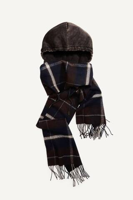 H&M - Glenn Martens Шерстяной шарф с капюшоном, темно-синий