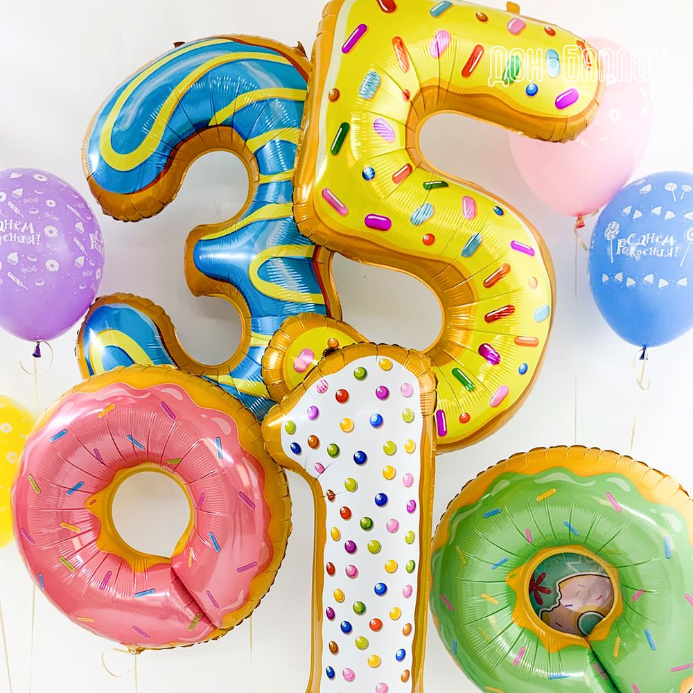 Шар (29"/74 см) Фигура, Пончик, Розовый 1 шт.