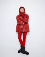 Пуховик со съемным капюшоном из нейлона Монклер томат