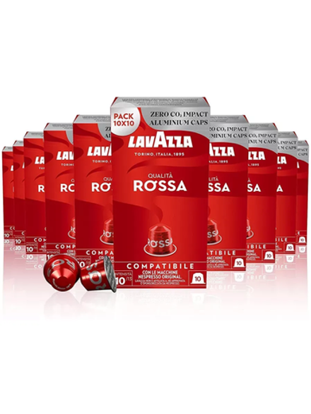 Кофе в капсулах Lavazza Qualita Rossa, 100 капсул для кофемашин Nespresso (Лавацца) х 10 шт
