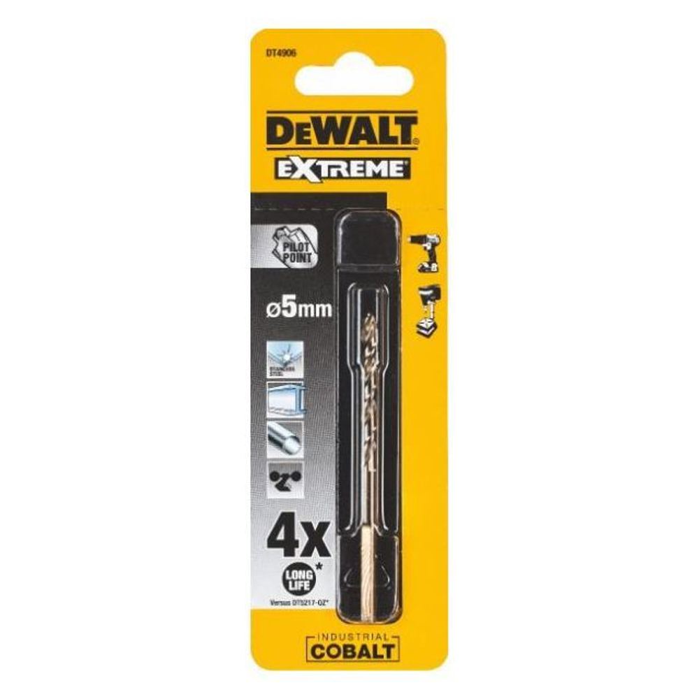 Сверло по металлу COBALT 8%, 5x86x52 мм DeWalt DT4906