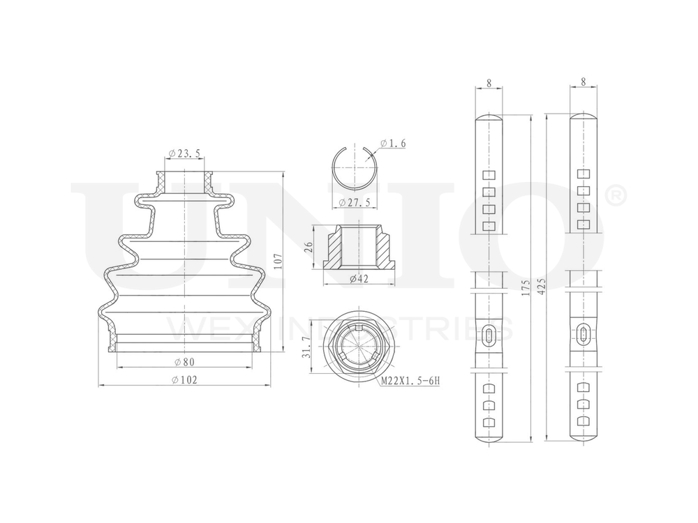 Пыльник ШРУСа (к-т) UNIO DUC-30060K