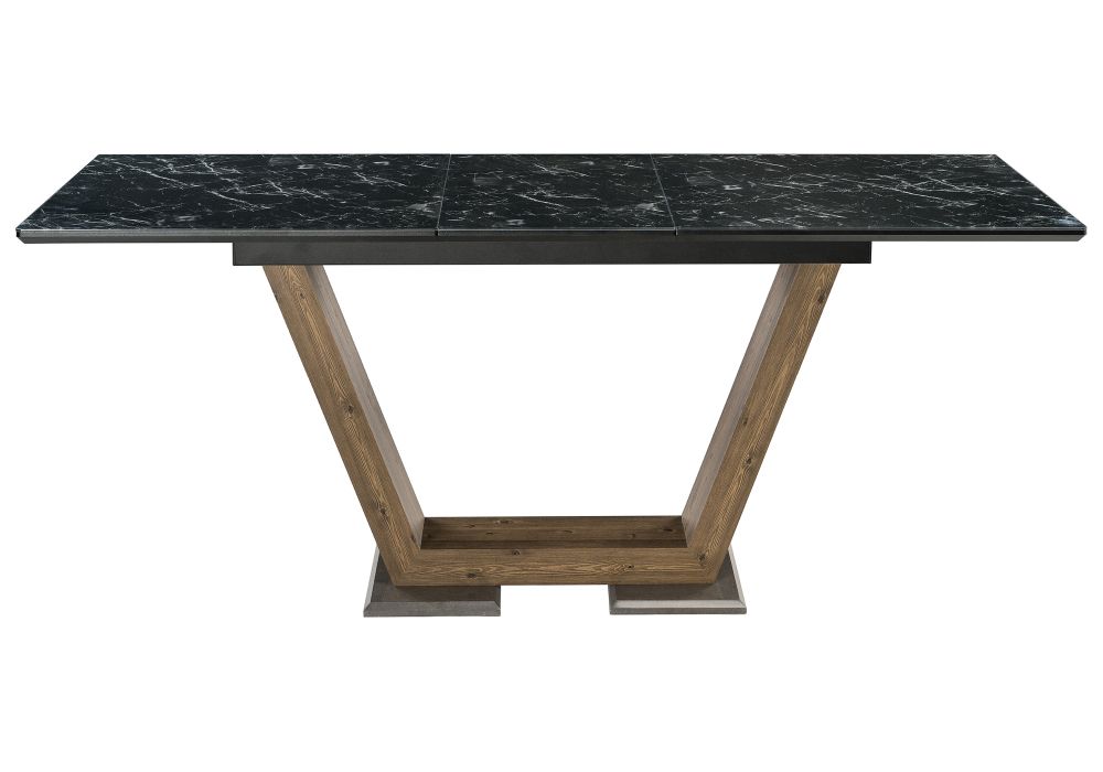 Стол на тумбе Иматра 140(180)х80х76 мрамор черный / черная шагрень