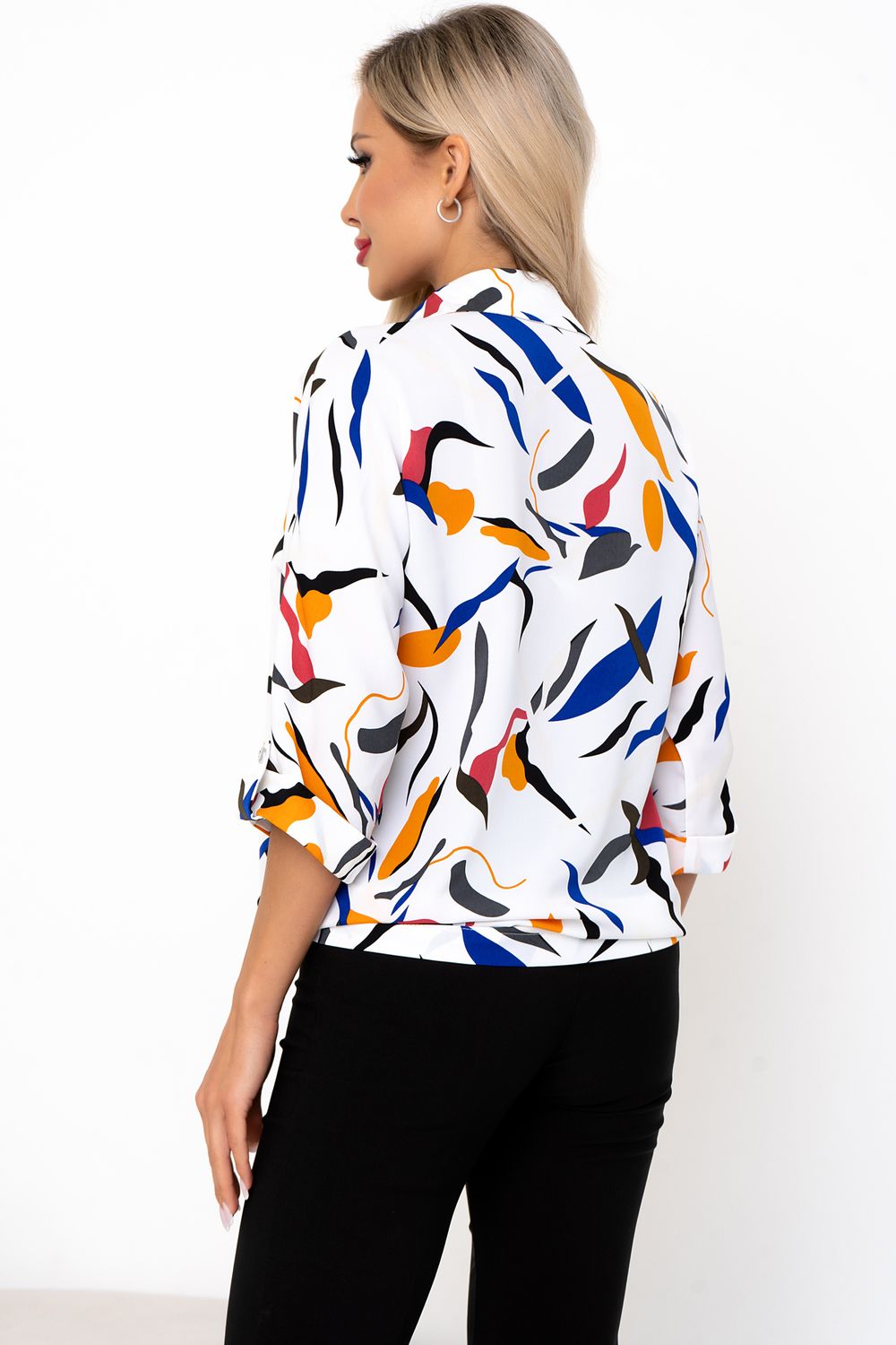 Блуза Мэри (белый/принт) Б11-129 Nikol