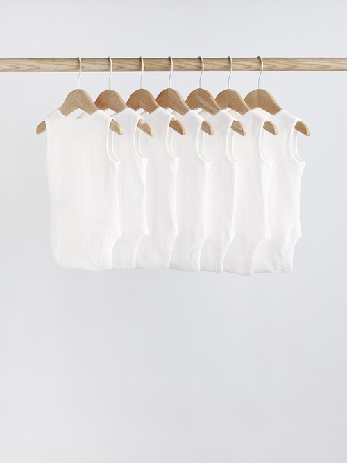 Боди без рукавов для малышей Next 585-931, 7 шт., Белый