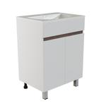 Тумба д/ванной "БРИКС-60" 2 ст. белый/дуб вотан под рак."Breeze 60" меб. (Sanita Luxe)(ПВХ)(разбор)