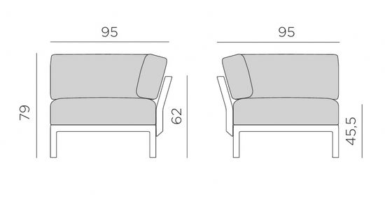 Модуль угловой пластиковый с подушками Maximo Elemento Angolo