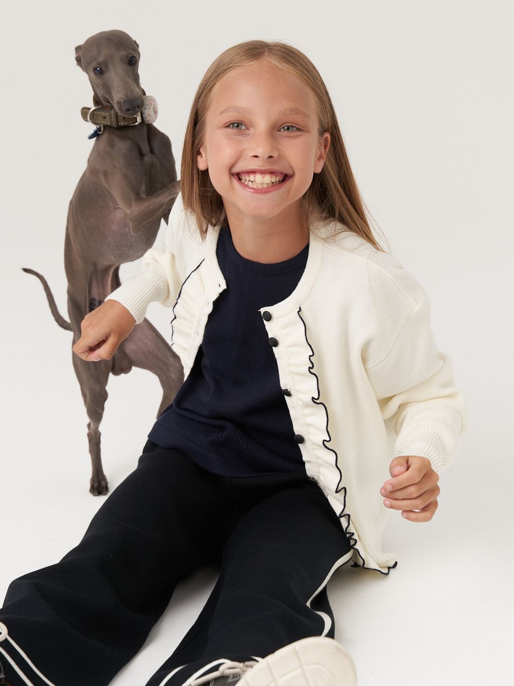 Кардиган школьный для девочки AT585 молочный